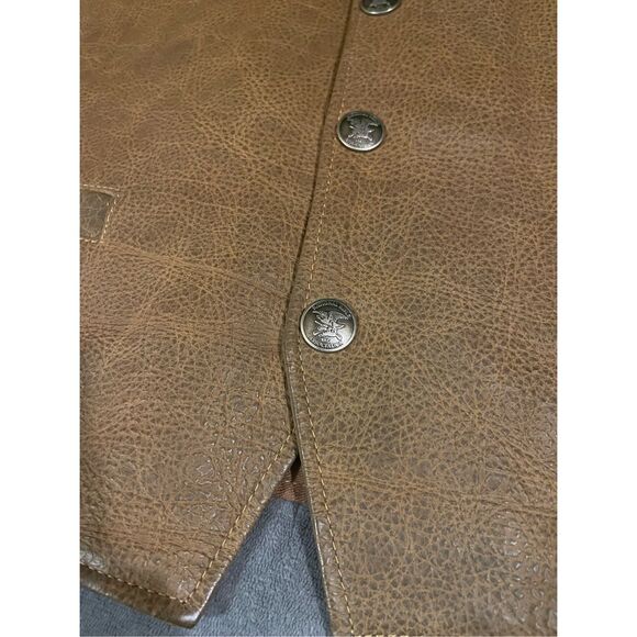 Coronado Leather Mens Vest 48Tall Cut Bison Concealed Carry Pockets Nickel snaps - Picture 3 of 16